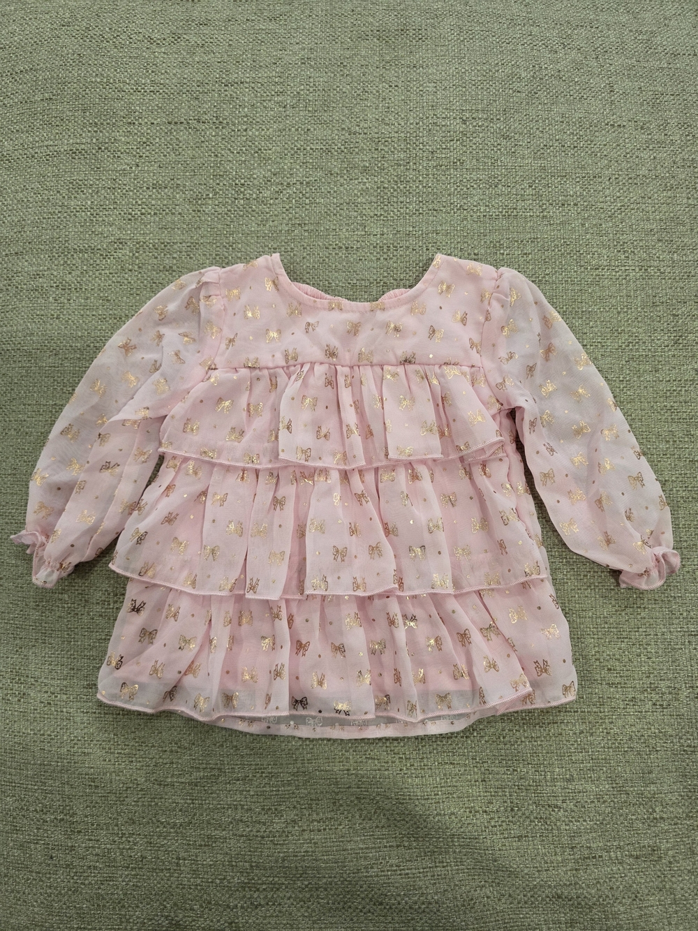 Girls Pink Ruffle Butterfly Blouse
